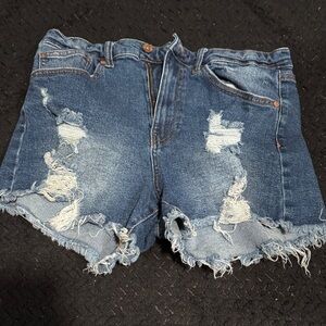 Kendall & Kylie Ripped Blue Jean Shorts